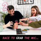 Grab The Mic Karaoke Party Game – Foam Microphone & 125 Cards Board Set