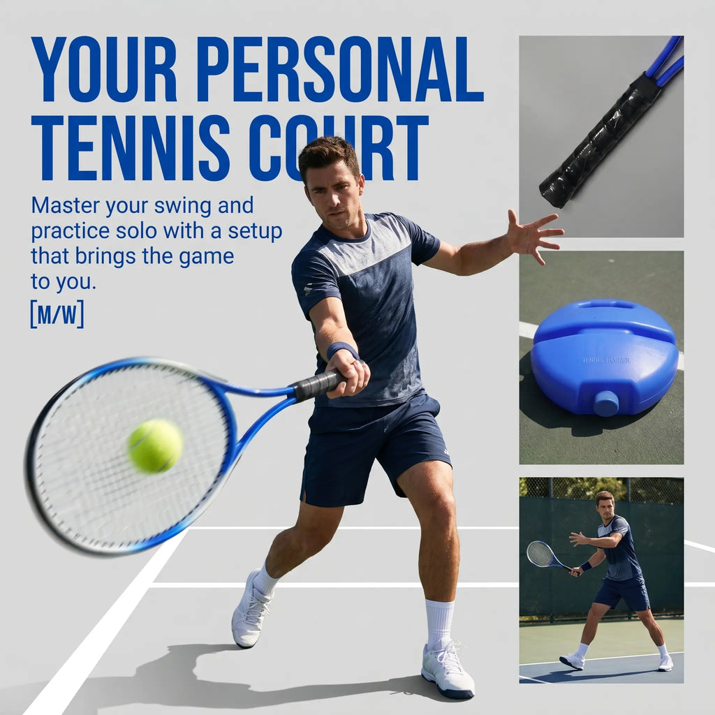 Solo Tennis Trainer Rebound Set – Portable Self-Practice Racket & Balls Equipment
