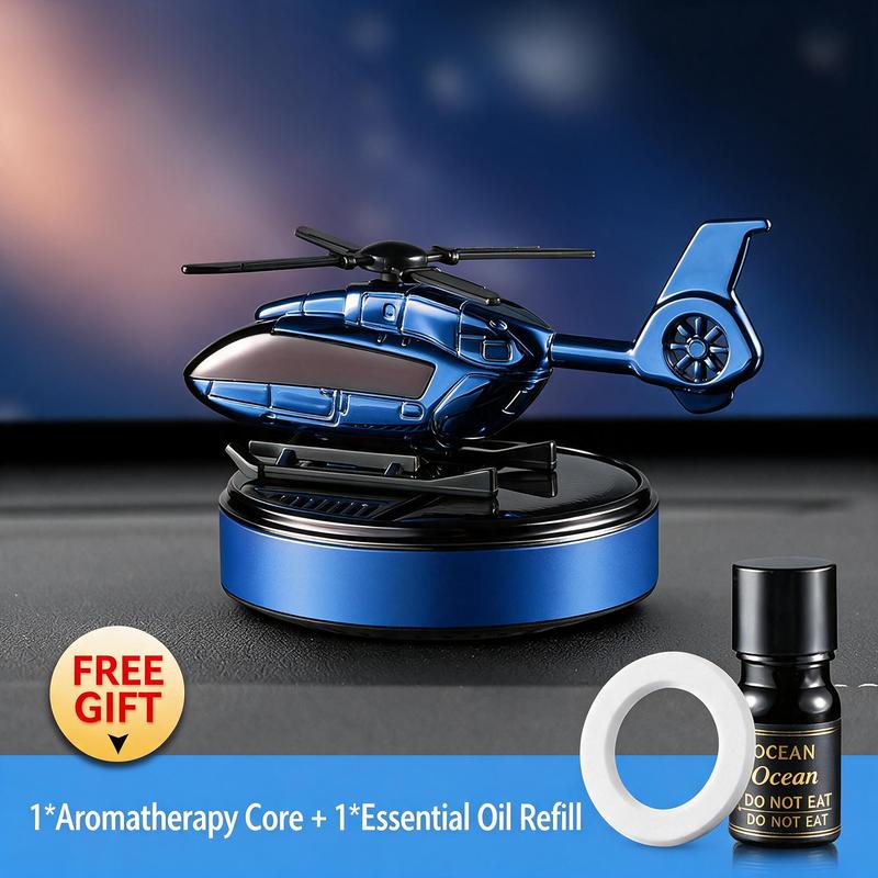 Solar-Powered Rotating Helicopter Aluminum Alloy Car Aromatherapy Diffuser