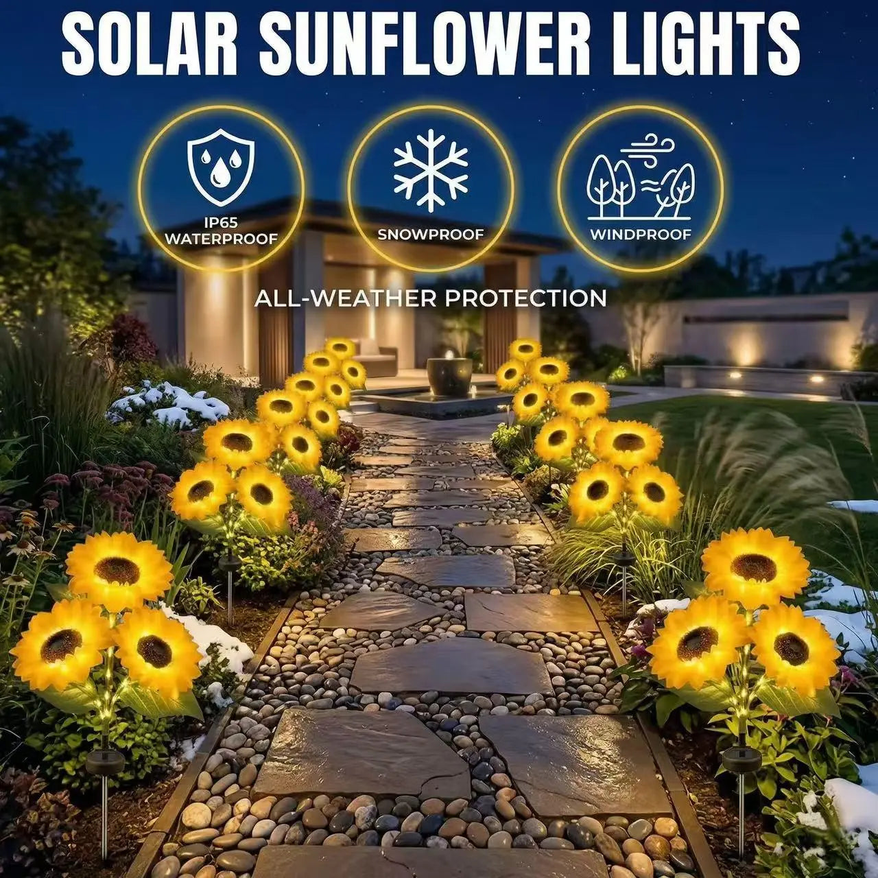 Solar Powered LED Sunflower Garden Lights (Waterproof Outdoor Decor)