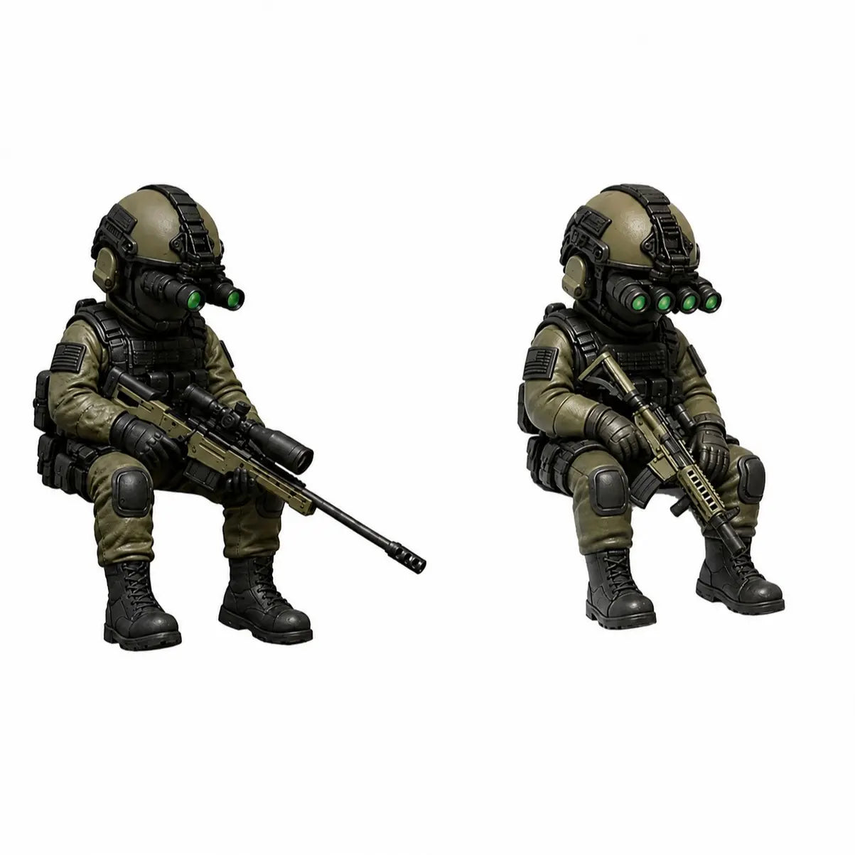 Mini Hardcore Tactical Special Forces Figure – Night Vision Military Desk Decor