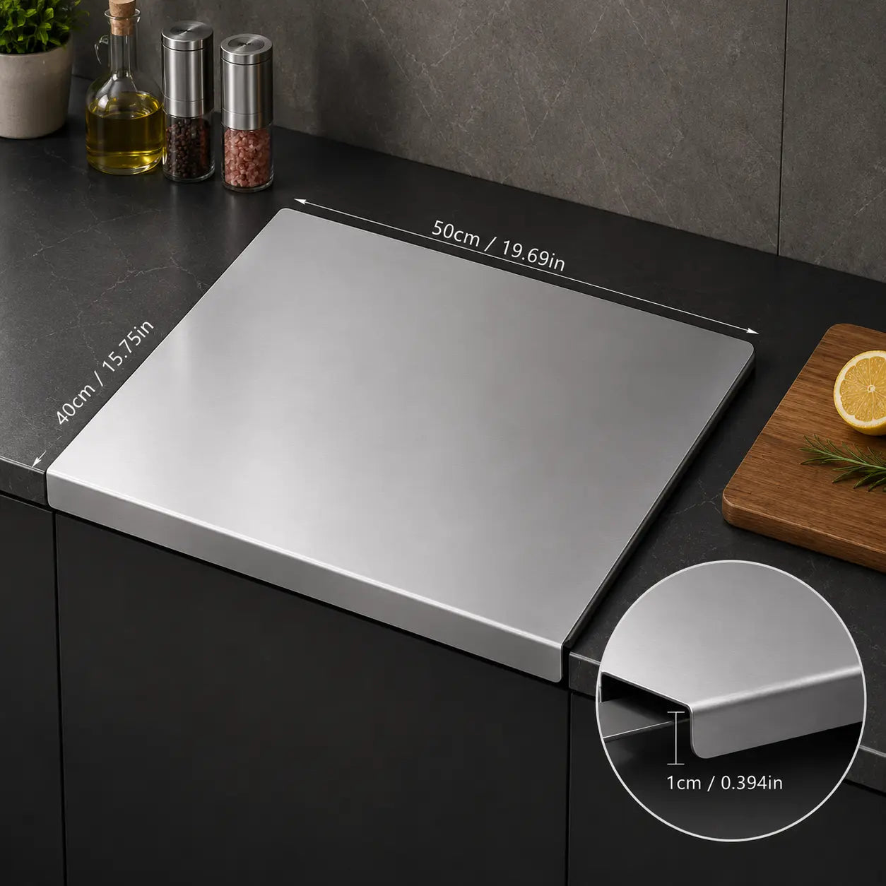 Stainless Steel Chopping Board – Non-Slip Heavy Duty Kitchen Cutting Board