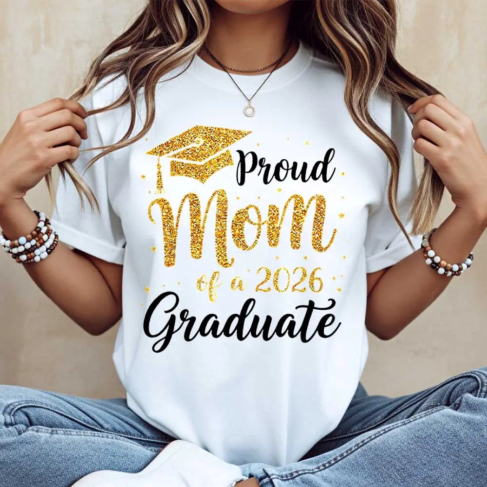 "Proud Mom of a 2026 Graduate" Shirt | Graduation Cap Graphic Tee