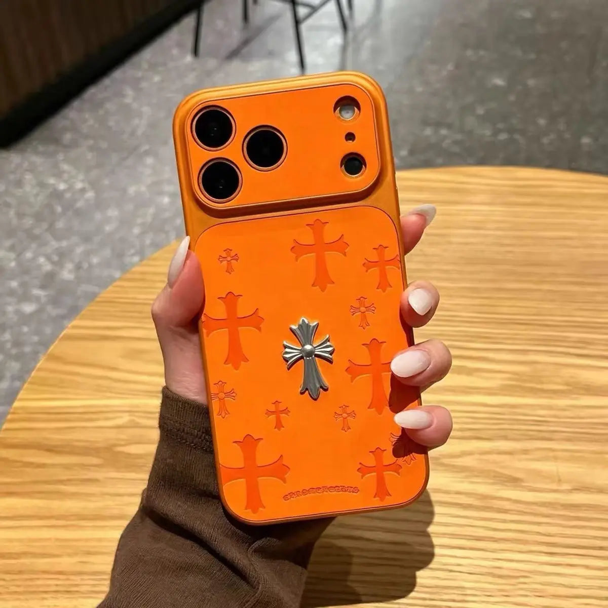 Premium Cross-Pattern Leather MagSafe Case – Vintage 3D Shockproof Protective Cover for iPhone 17 Pro Max