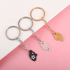 Sun Moon Star Magnetic 3-Piece Matching Keychain Set - Friendship Puzzle Pendant Gift for Besties & Mother's Day