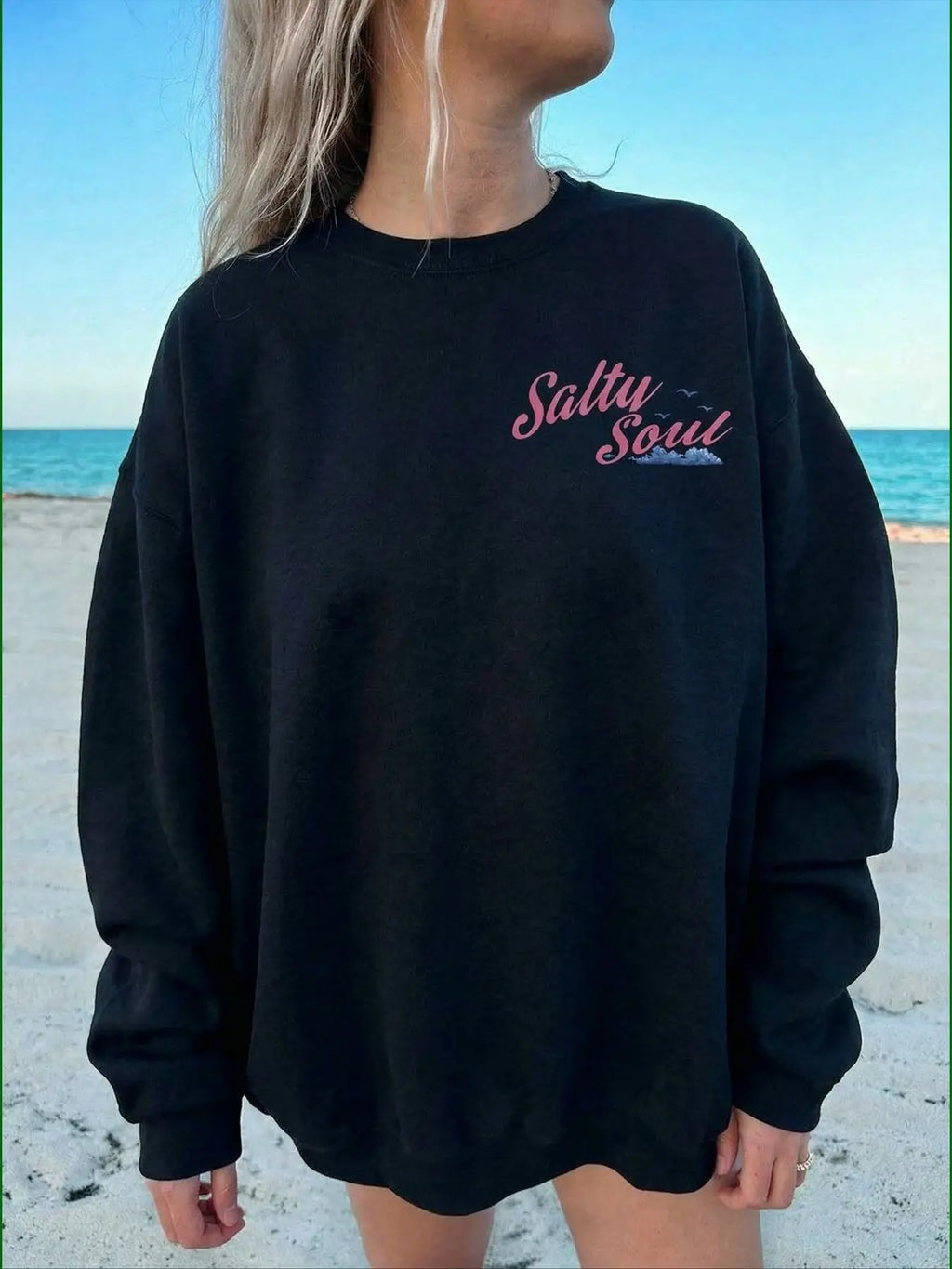 Vintage 90s Babe Letter Print Fleece Pullover, Casual Holiday Style Round Neck Sweatshirt, Fall & Winter Thick Fabric Loose Fit