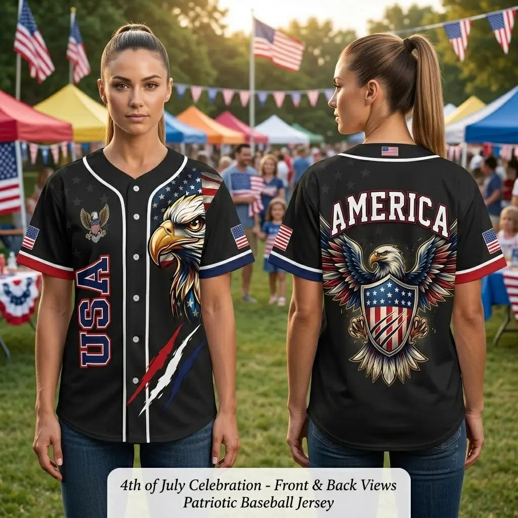 USA 250th Anniversary All-Over Print Patriotic Baseball Jersey