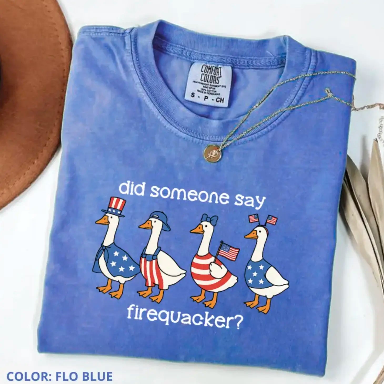 Comfort Colors "Firequacker" Goose Shirt – Funny 4th of July Patriotic American Flag Tee