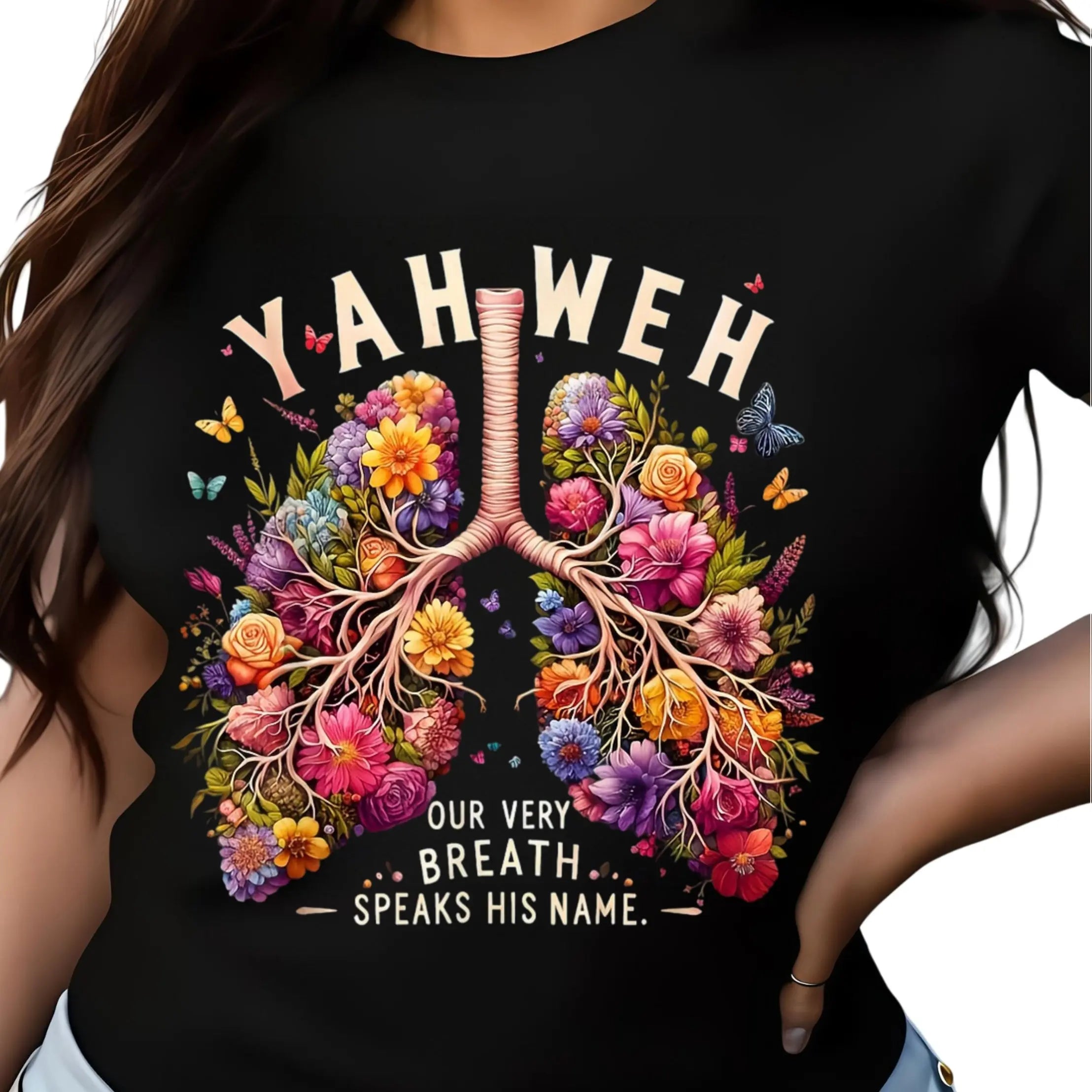 Yahweh Floral Lungs T-Shirt – Christian Faith Shirt with Bible Quote, Religious Graphic Tee