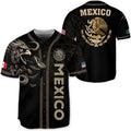 Mexico Flag Aztec Graphic Button-Up Baseball Jersey