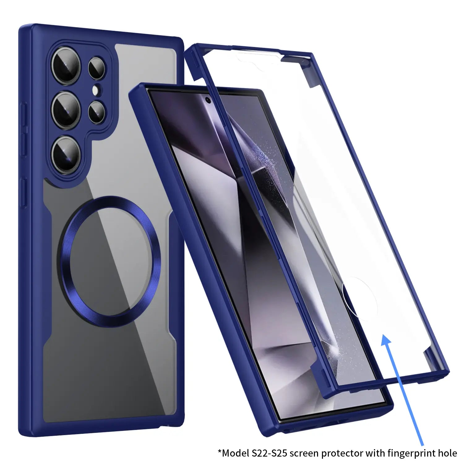 Built-in Screen Protector MagSafe Case – Transparent Rugged Silicone Bumper Cover for Samsung Galaxy S26 Ultra