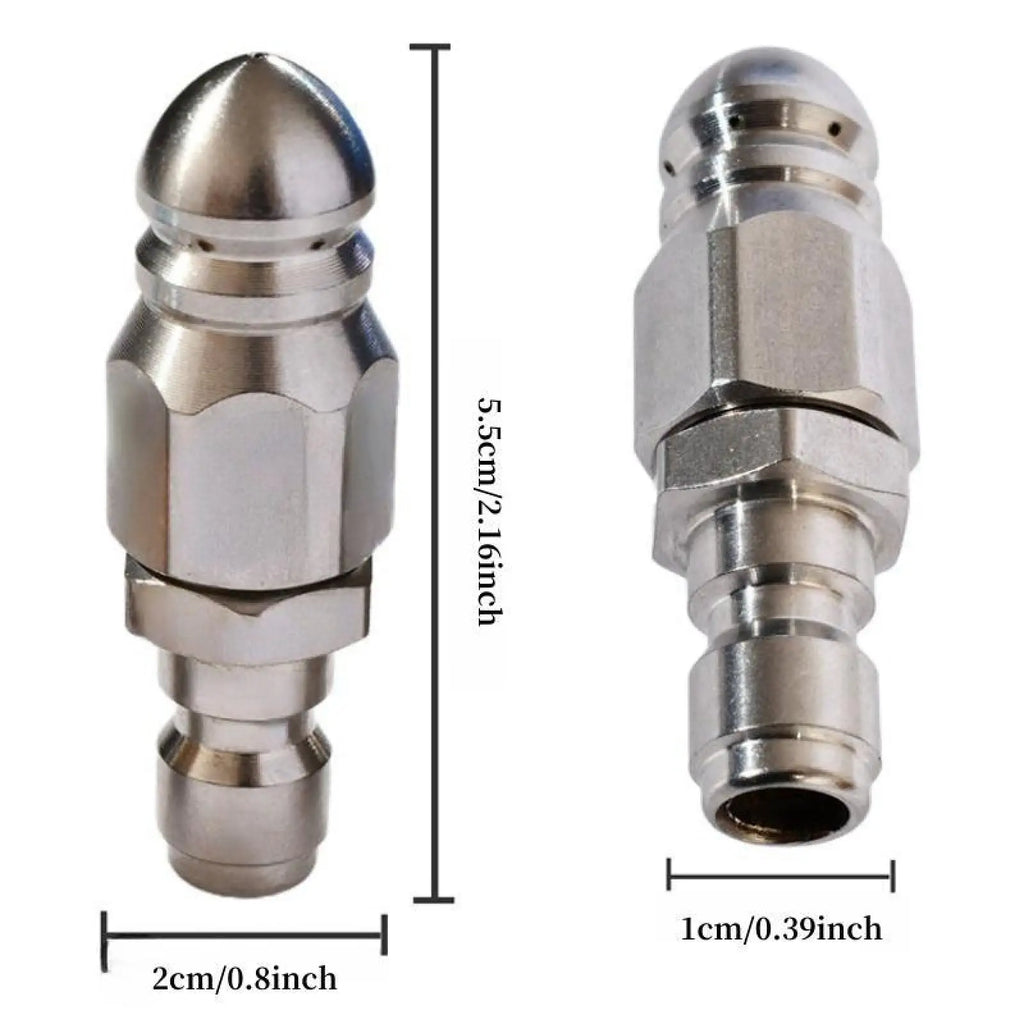 Stainless Steel Sewer Jetter Nozzle – 65000 PSI High-Pressure Drain Cleaner (1/4" Quick Connect)