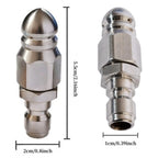 Stainless Steel Sewer Jetter Nozzle – 65000 PSI High-Pressure Drain Cleaner (1/4" Quick Connect)