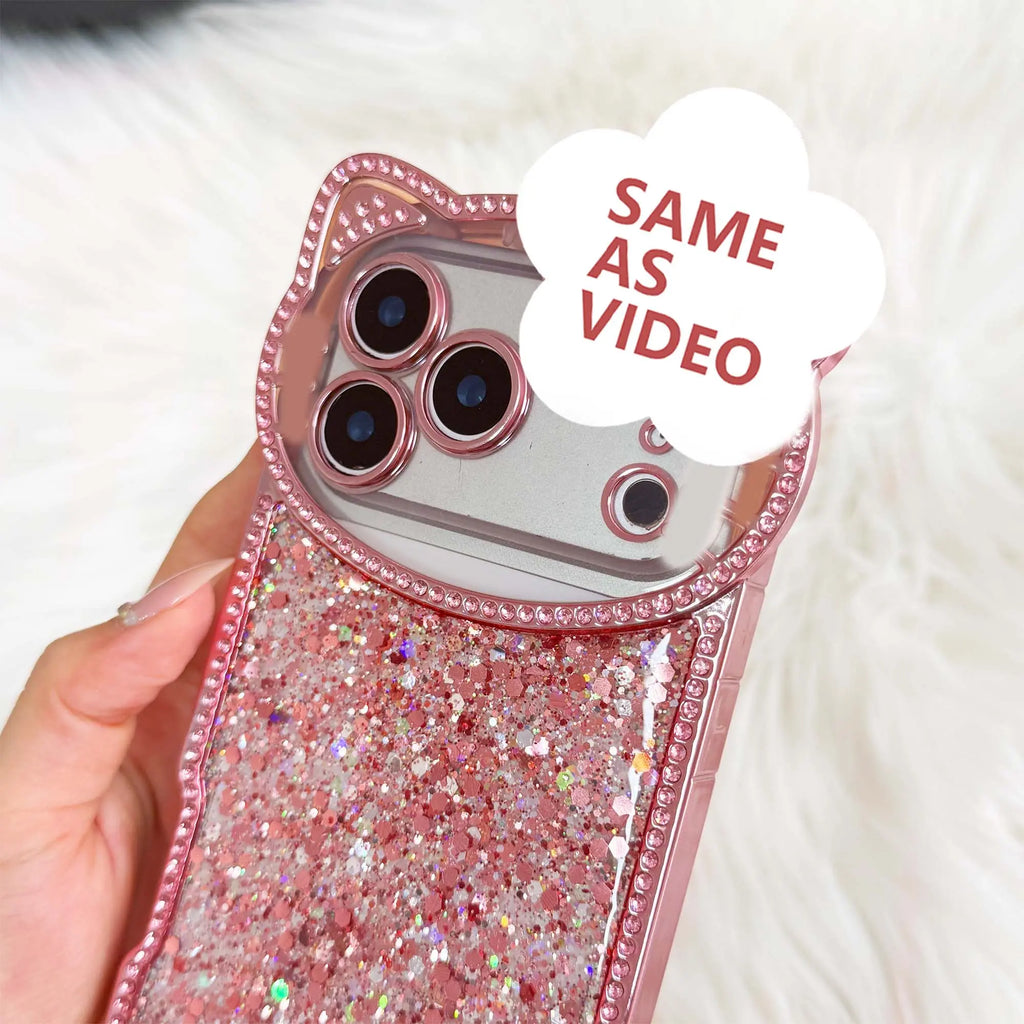 Cute Shiny Glitter Crystal Phone Case – Shockproof Camera Protection Cover for iPhone 16 Pro Max