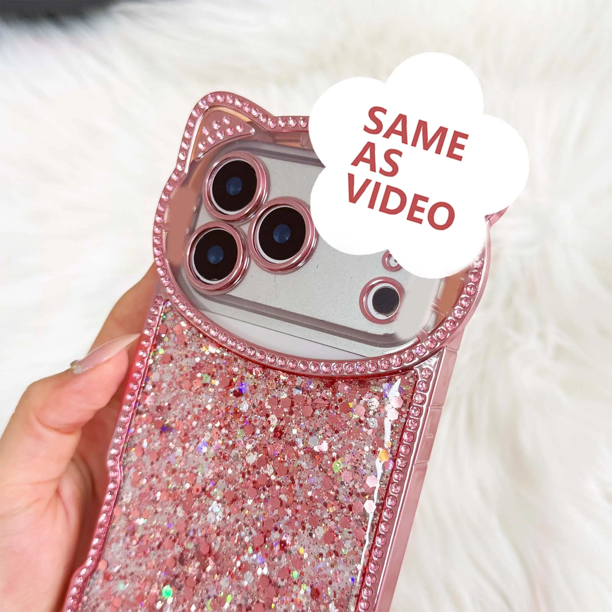 Cute Shiny Glitter Crystal Phone Case – Shockproof Camera Protection Cover for iPhone 16 Pro Max