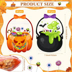 24/50-Pack Halloween Plastic Goodie Bags – Trick-or-Treat Candy Bags with Pumpkin & Skeleton Design