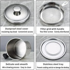 1-Count Stainless Steel Kitchen Oil Dispenser Container – Strainer & Tray Oil Can
