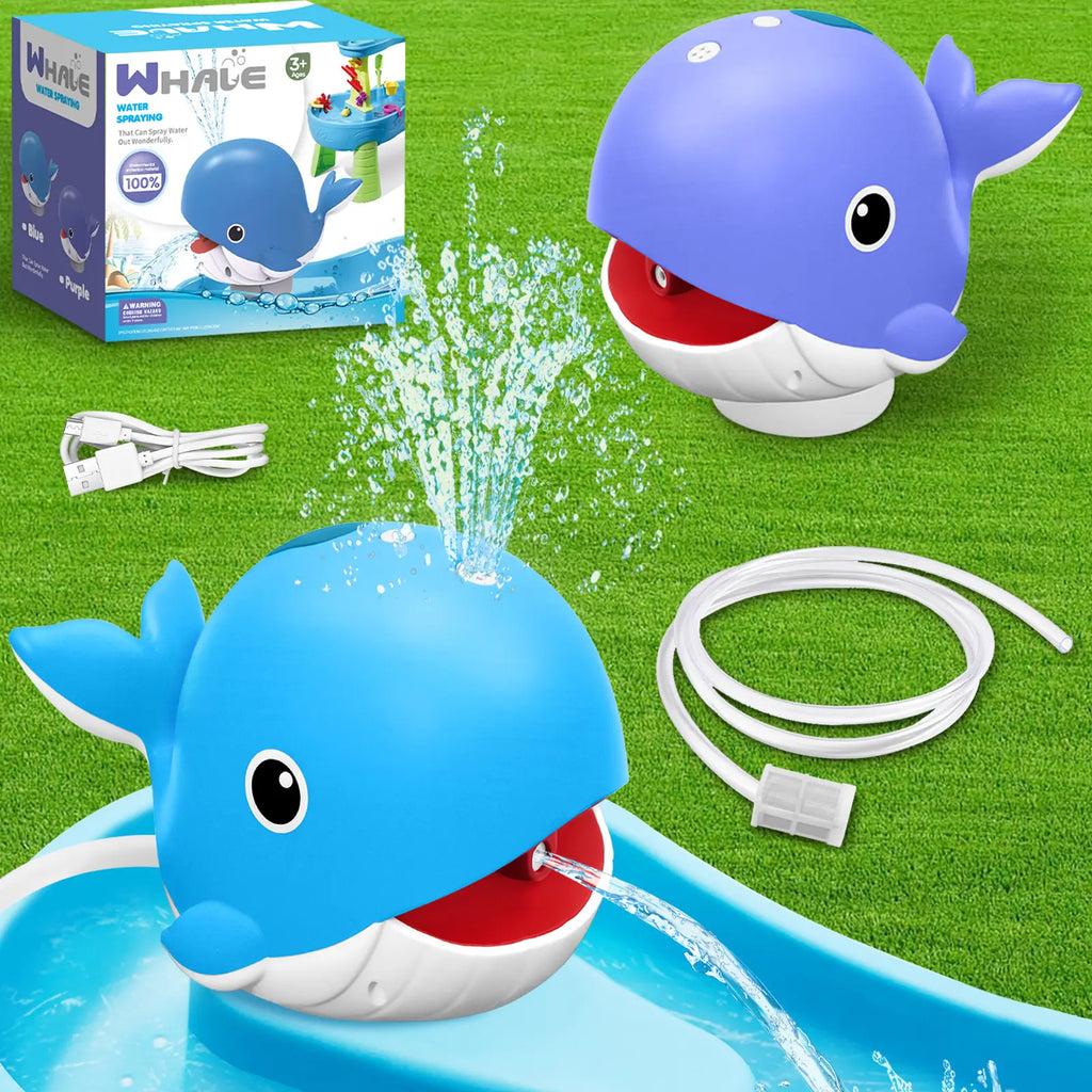 Rechargeable Whale Water Table Pump with Sprinkler - 3.5-Hour Runtime Summer Sensory Toy (Blue/Purple, Pump Only)