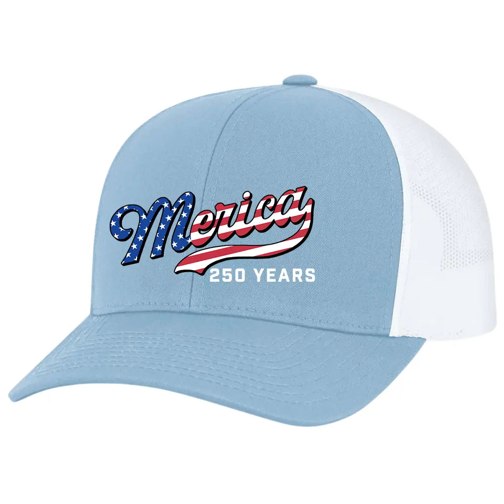 USA 250th Anniversary Patriotic Embroidered Mesh Trucker Hat