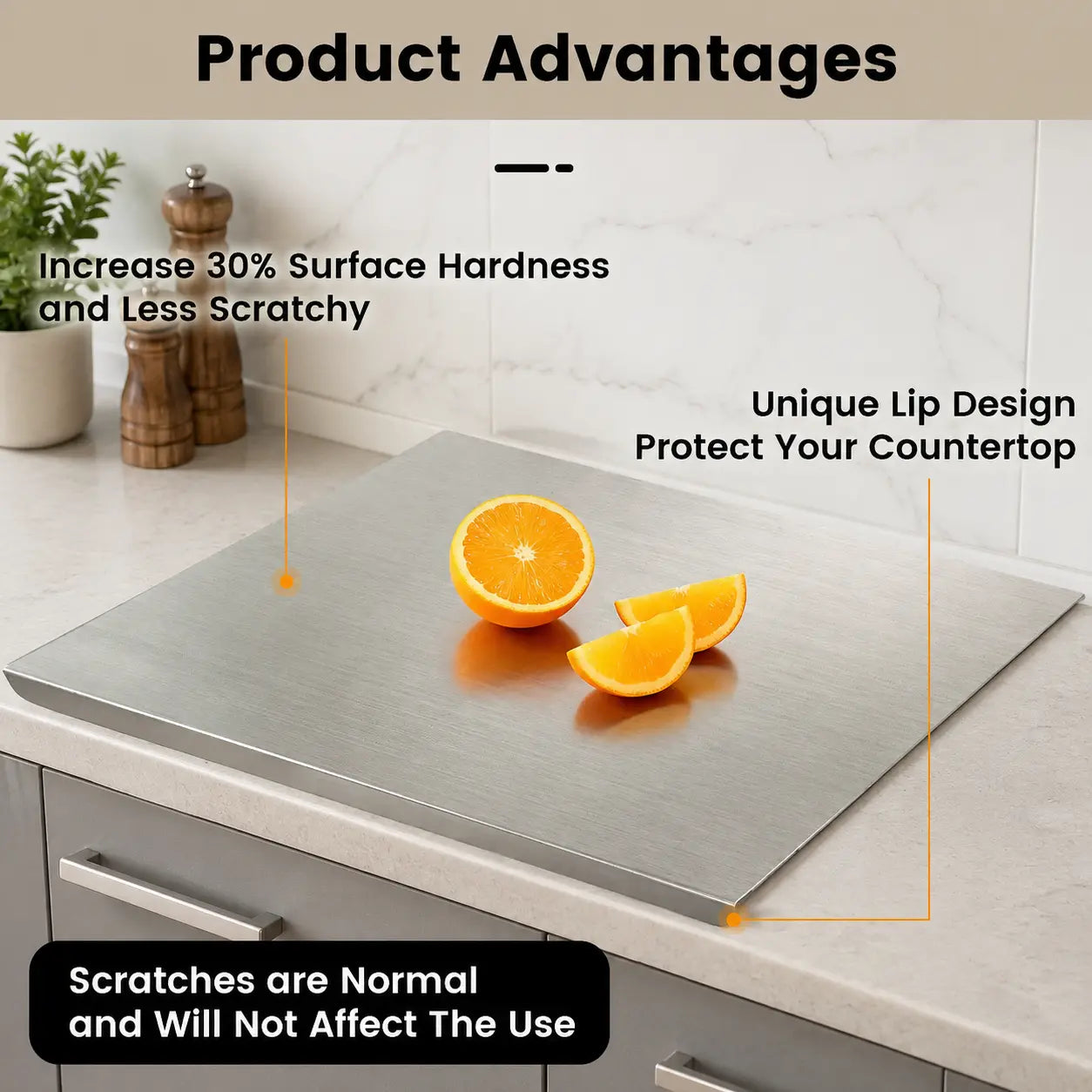 Stainless Steel Chopping Board – Non-Slip Heavy Duty Kitchen Cutting Board