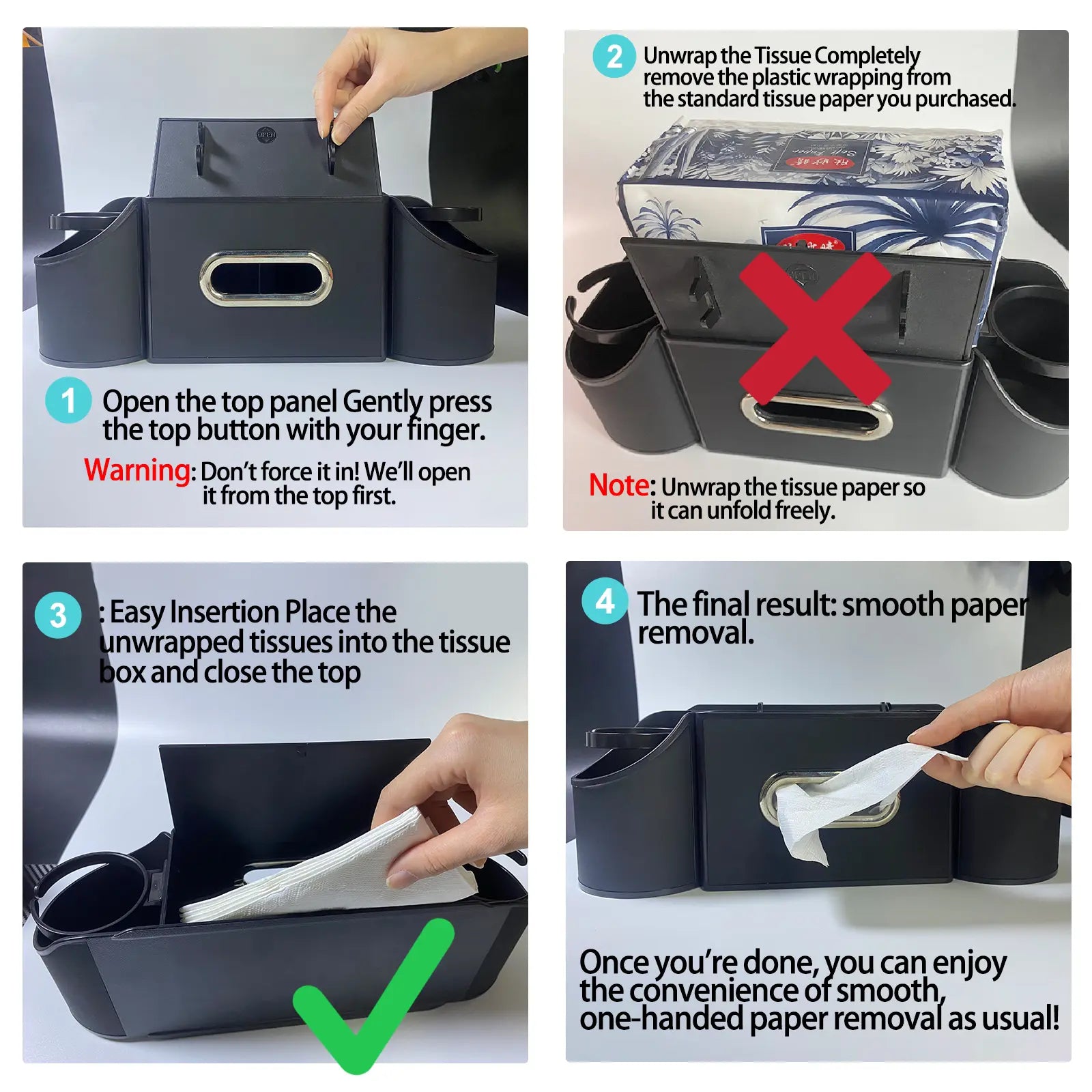 Multifunctional Car Seat Back Organizer: Storage Box with Tissue Holder, Dual Cup Holders & Bag Hooks