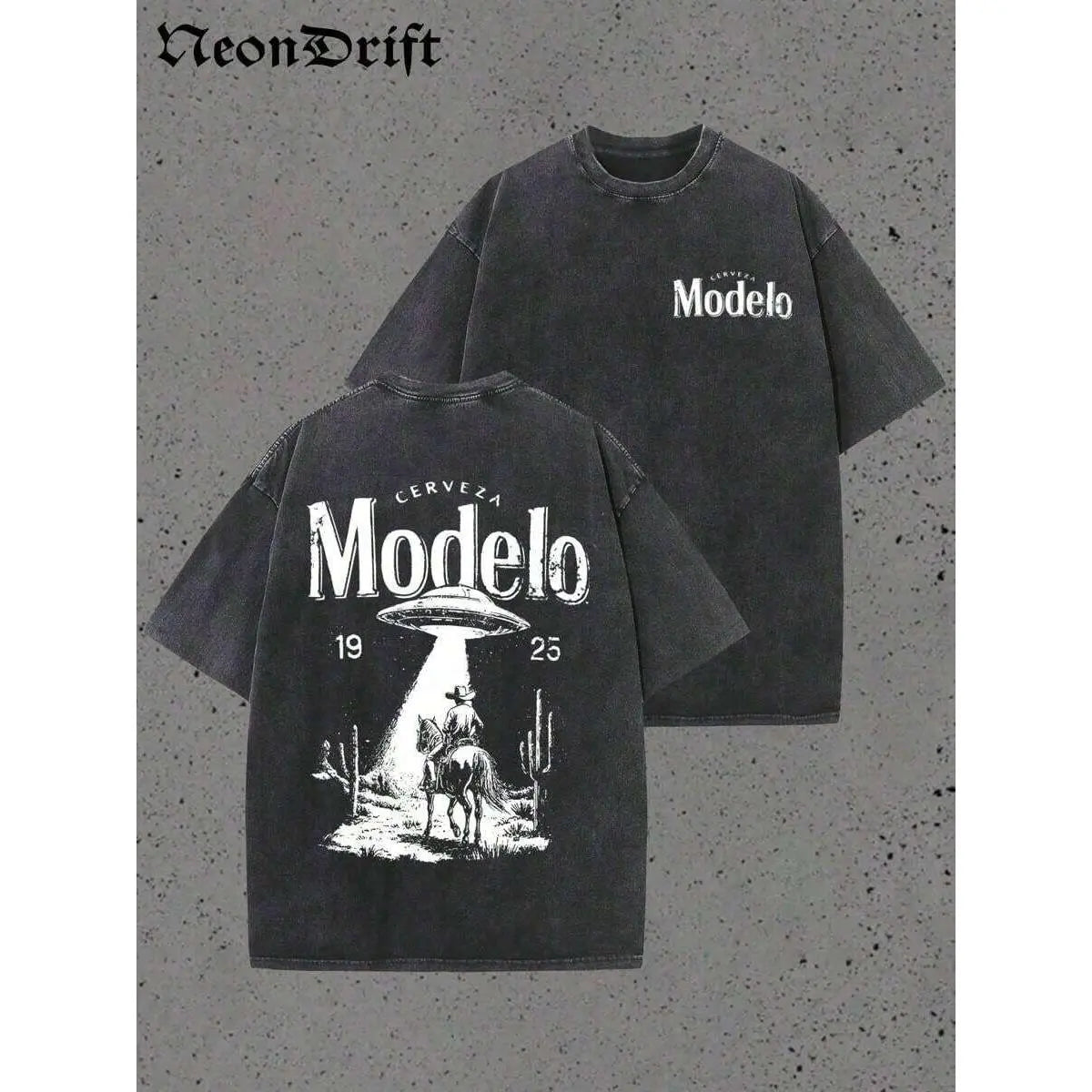 Modelo UFO Cowboy Shirt | 230g Heavyweight Vintage Washed Graphic Tee