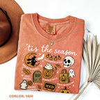 Comfort Colors Tis The Season Halloween Tee – Cute Coquette Retro Pumpkin Spooky Graphic Shirt