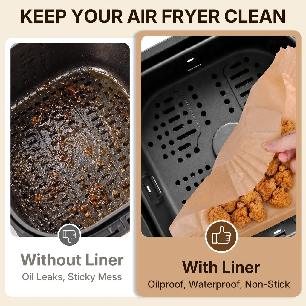 100-Pack Unbleached Air Fryer Parchment Paper Liners – 6.3” Non-Stick Disposable Liners