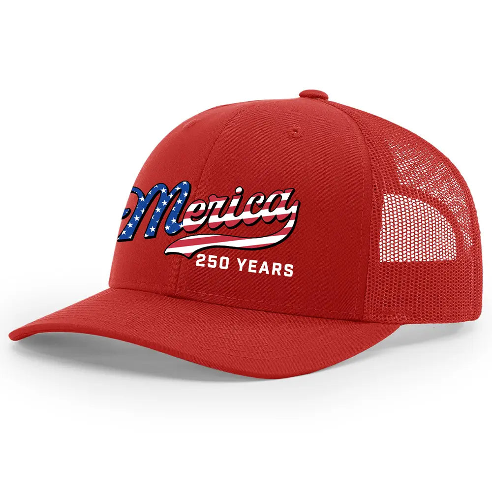 USA 250th Anniversary Patriotic Embroidered Mesh Trucker Hat