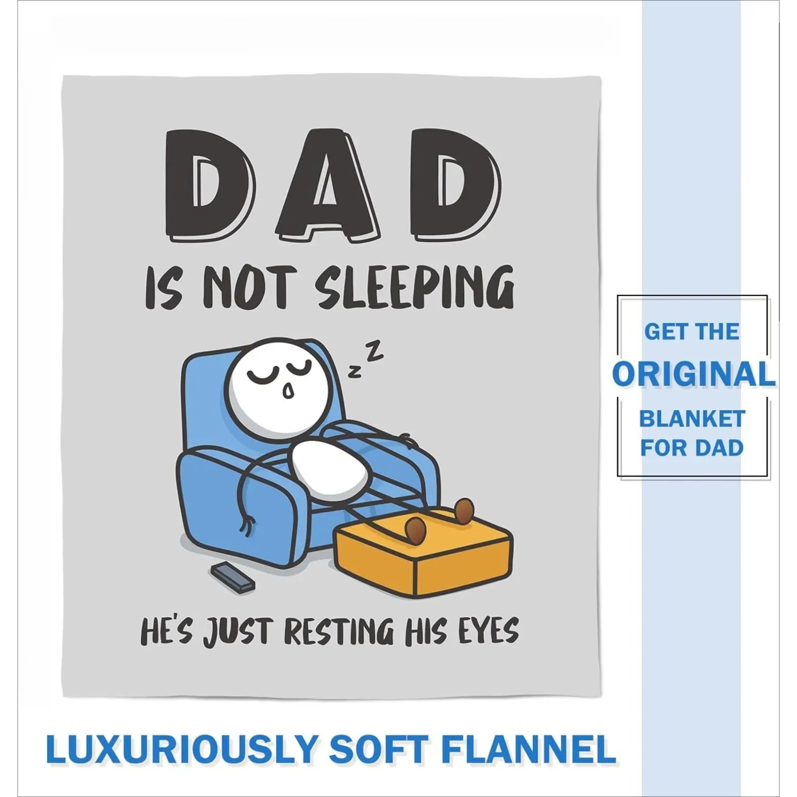 'Dad Is Not Sleeping' Funny Flannel Throw Blanket - Soft Father's Day & Birthday Gift for Dad/Husband