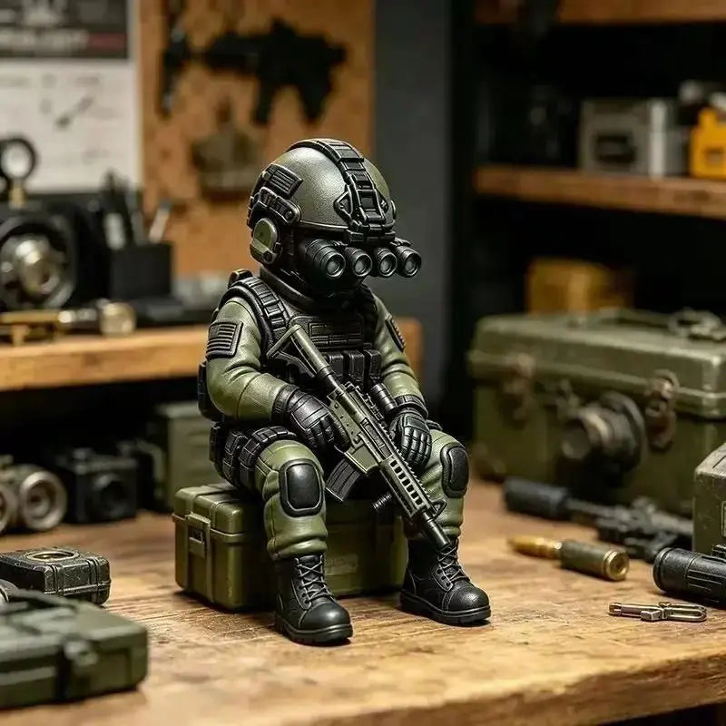 Mini Hardcore Tactical Special Forces Figure – Night Vision Military Desk Decor