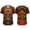 Ember Marigold Altar Calavera All-Over Print Mesh V-Neck Jersey Sports Shirt