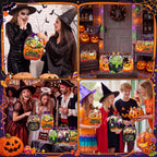 24/50-Pack Halloween Plastic Goodie Bags – Trick-or-Treat Candy Bags with Pumpkin & Skeleton Design