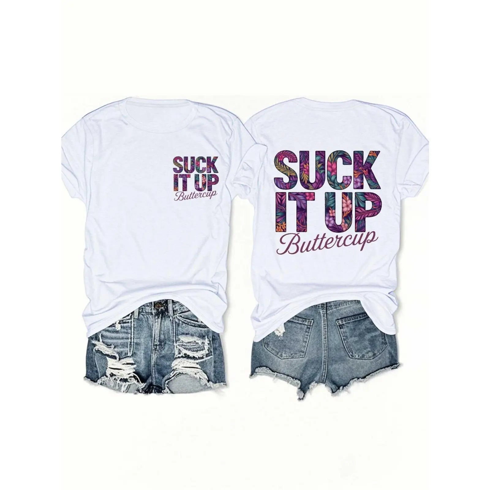 Women’s Casual Round Neck Anime Graphic Cotton T-Shirt