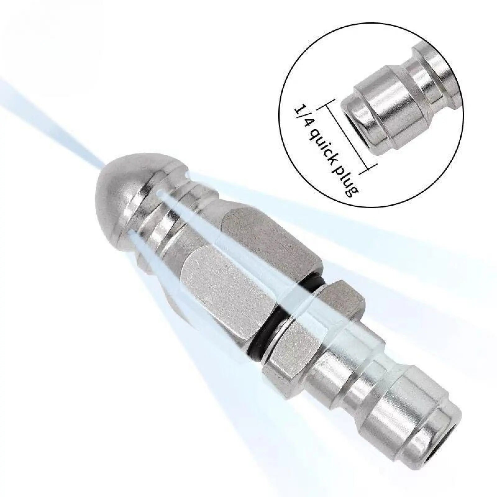 Stainless Steel Sewer Jetter Nozzle – 65000 PSI High-Pressure Drain Cleaner (1/4" Quick Connect)