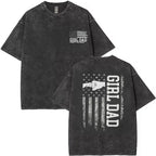 "Girl Dad" American Flag Fist Bump Tee: Vintage Double-Sided Graphic Shirt