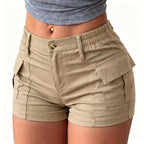 3-Pack Women’s Summer Cargo Shorts – Multi-Pocket Button Waist Versatile Trousers