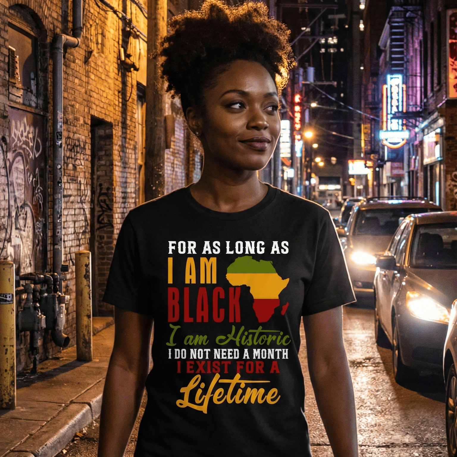 Black History Month Celebrations Bold Graphic Design I Am Black History Men's Cotton T-Shirt | Short Sleeve