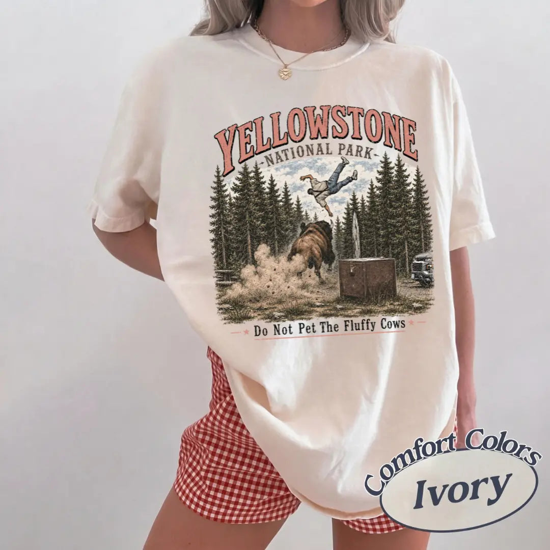 Do Not Pet The Fluffy Cows Tee – Yellowstone National Park Camp Family Vacation Shirt