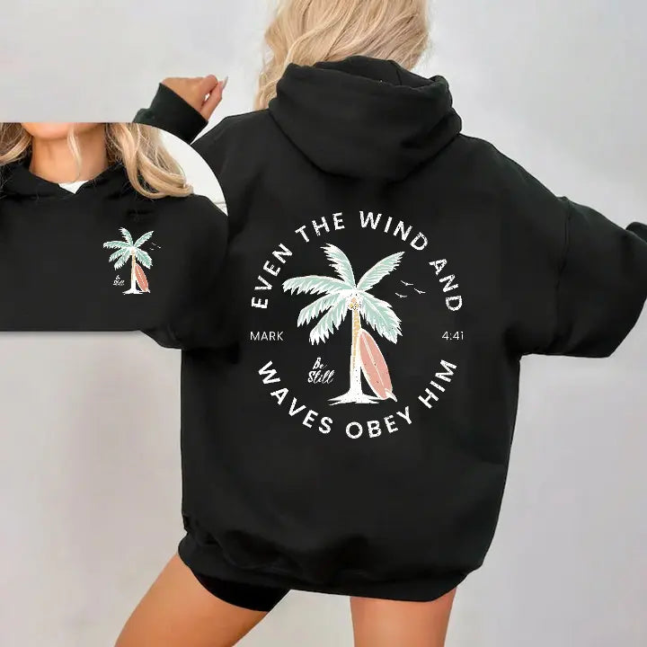 "Beachy Christian" Backprint T-Shirt | Trendy Coconut Tree Bible Verse Tee