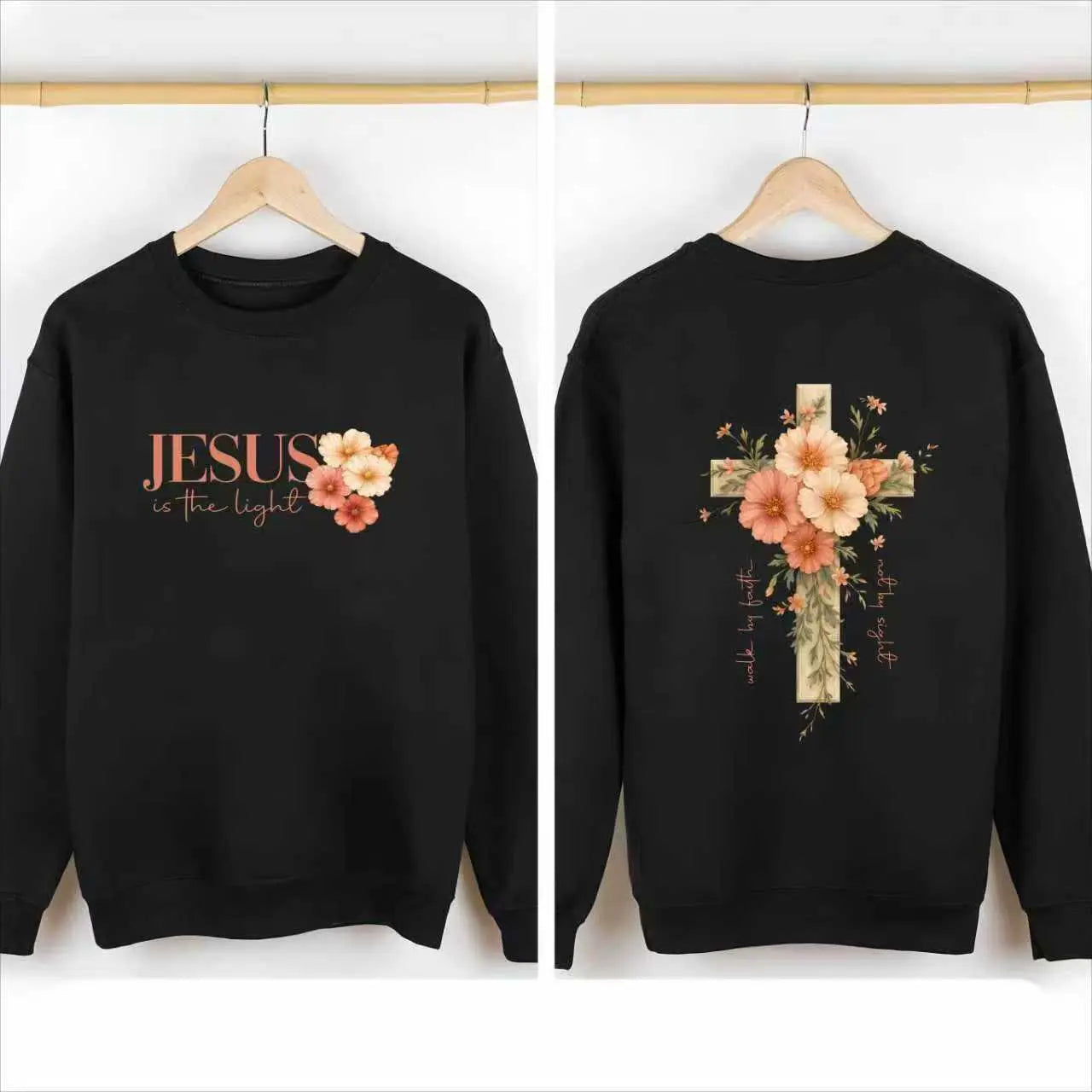 Faith Cross Christian Shirts for Women with Beautiful Floral Cross Print