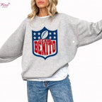 Team Benito Sweatshirt – Retro Football Shield Graphic Crewneck Pullover