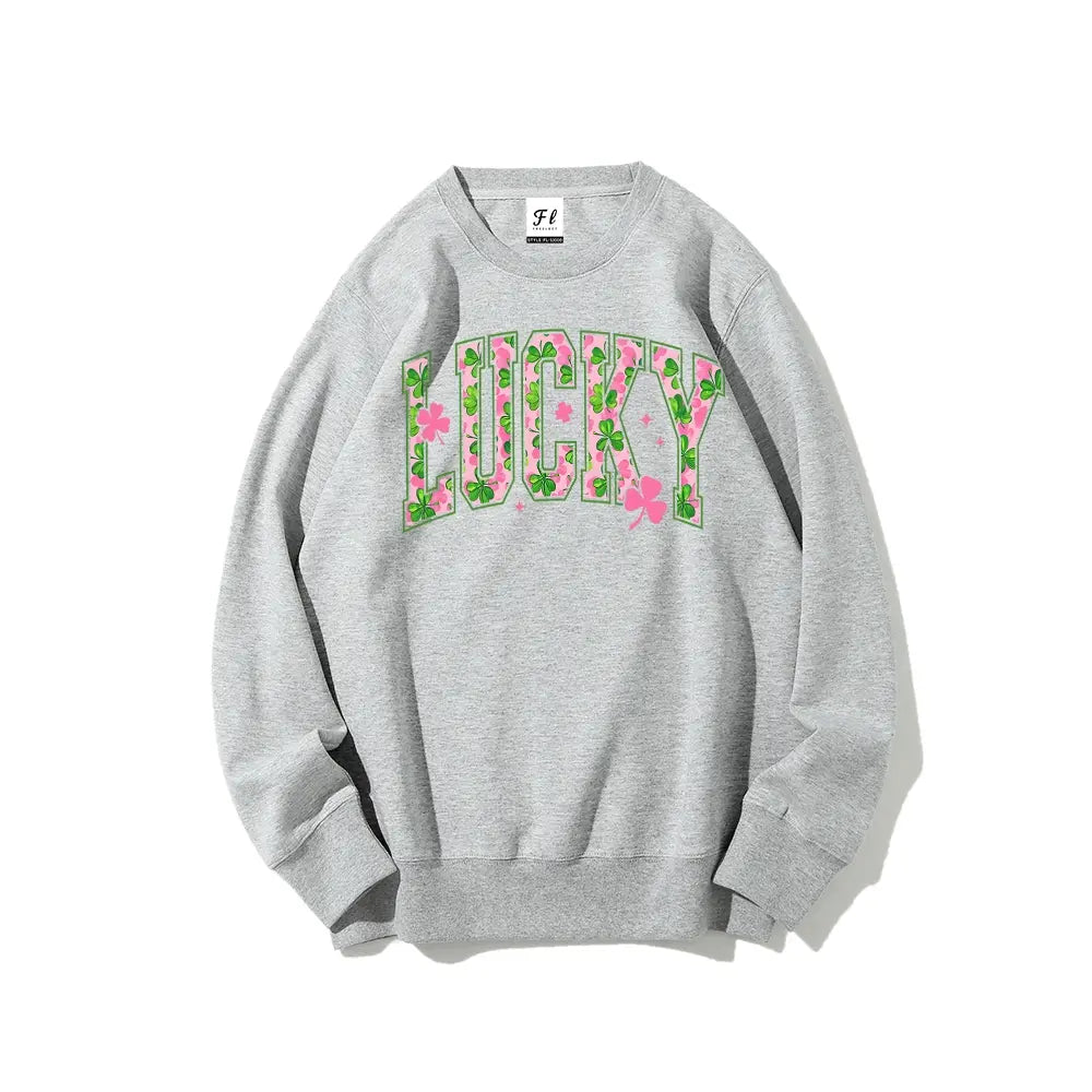 "Lucky" St. Patrick's Day Sweatshirt | Irish Shamrock Graphic Pullover