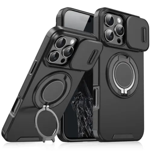 MagSafe Case with Slide Camera Cover & Ring Kickstand – Military Grade Shockproof for iPhone 17 Pro Max