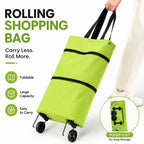 2-in-1 Foldable Rolling Shopping Tote Bag – Large Capacity Grocery Cart with Wheels