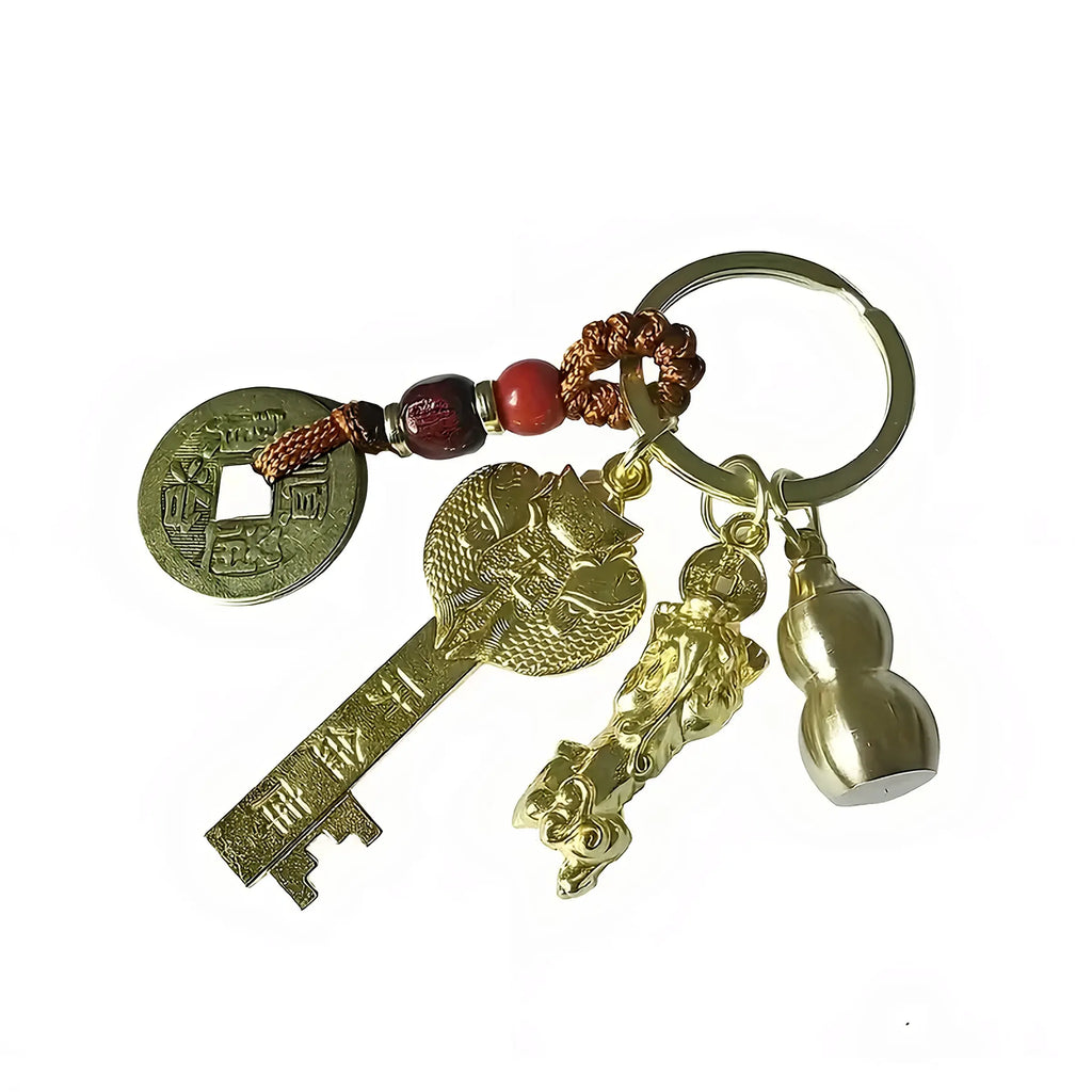 Feng Shui Five Blessings Good Luck Amulet Set – Wealth & Health Charm Gift Bag