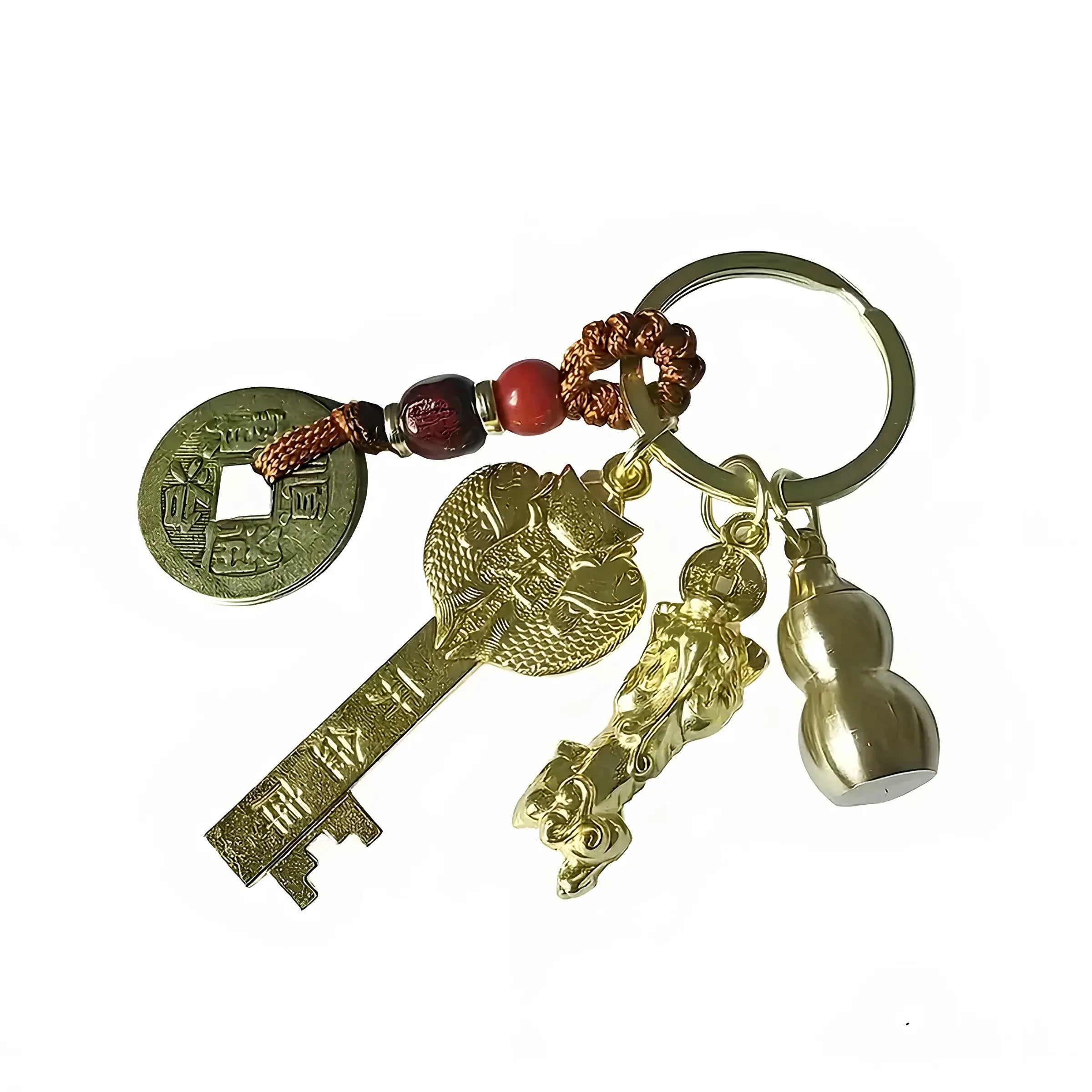 Feng Shui Five Blessings Good Luck Amulet Set – Wealth & Health Charm Gift Bag