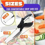 2-in-1 Stainless Steel Food Scissors with Built-in Cutting Board – Multi-Purpose Kitchen Shears with Safety Lock