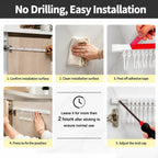 Adjustable 10-Hook Slide Rail Organiser – Multifunctional Adhesive Storage Rack for Kitchen & Bathroom
