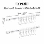 Adjustable 10-Hook Slide Rail Organiser – Multifunctional Adhesive Storage Rack for Kitchen & Bathroom